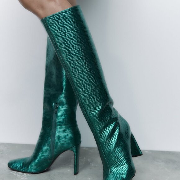 Zara Green Knee High Boots (BRAND NEW) - Picture 7 of 7